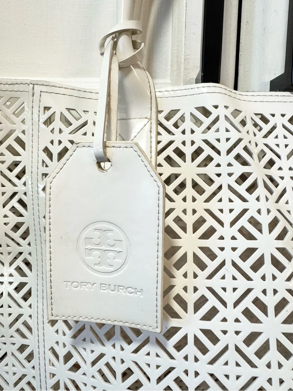 Tory Burch White Perforated Tote Bag